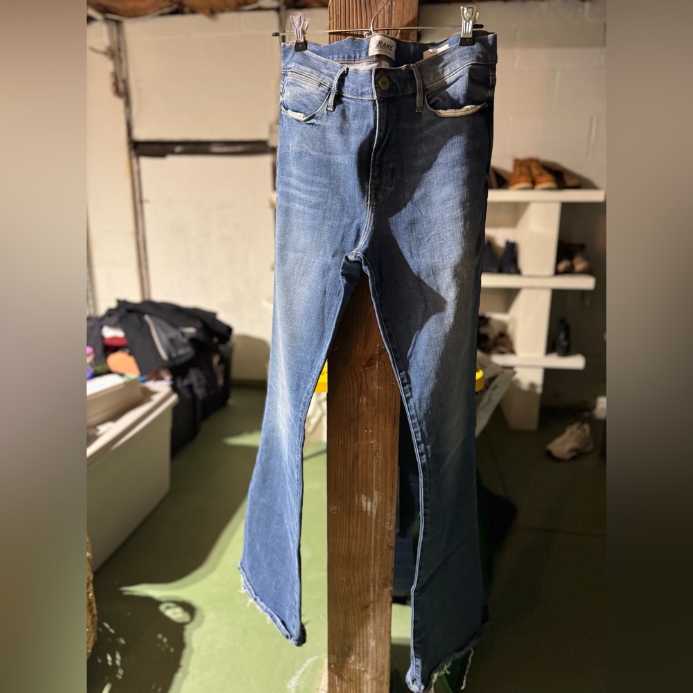 Frame Denim Blue High Flare Jeans